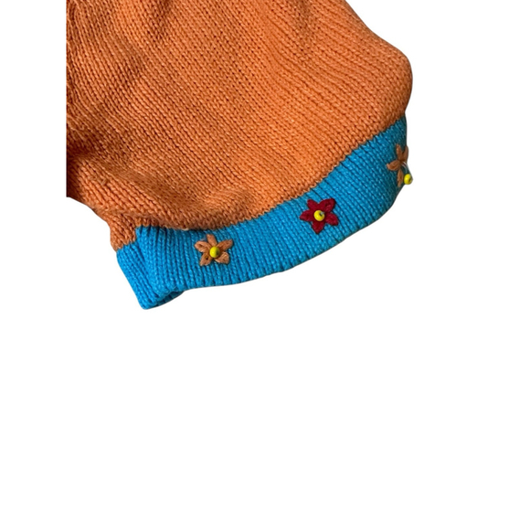 Breckenridge Vintage Beach Embroidered Cardigan Sweater Spring Orange Cottage M - Picture 4 of 11